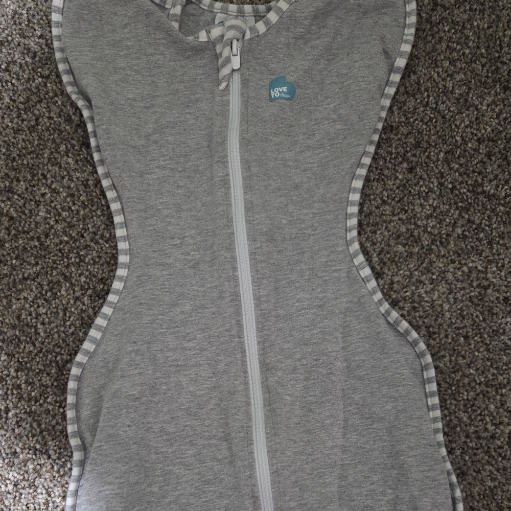 Love to Dream Gray Swaddle with Striped Trim